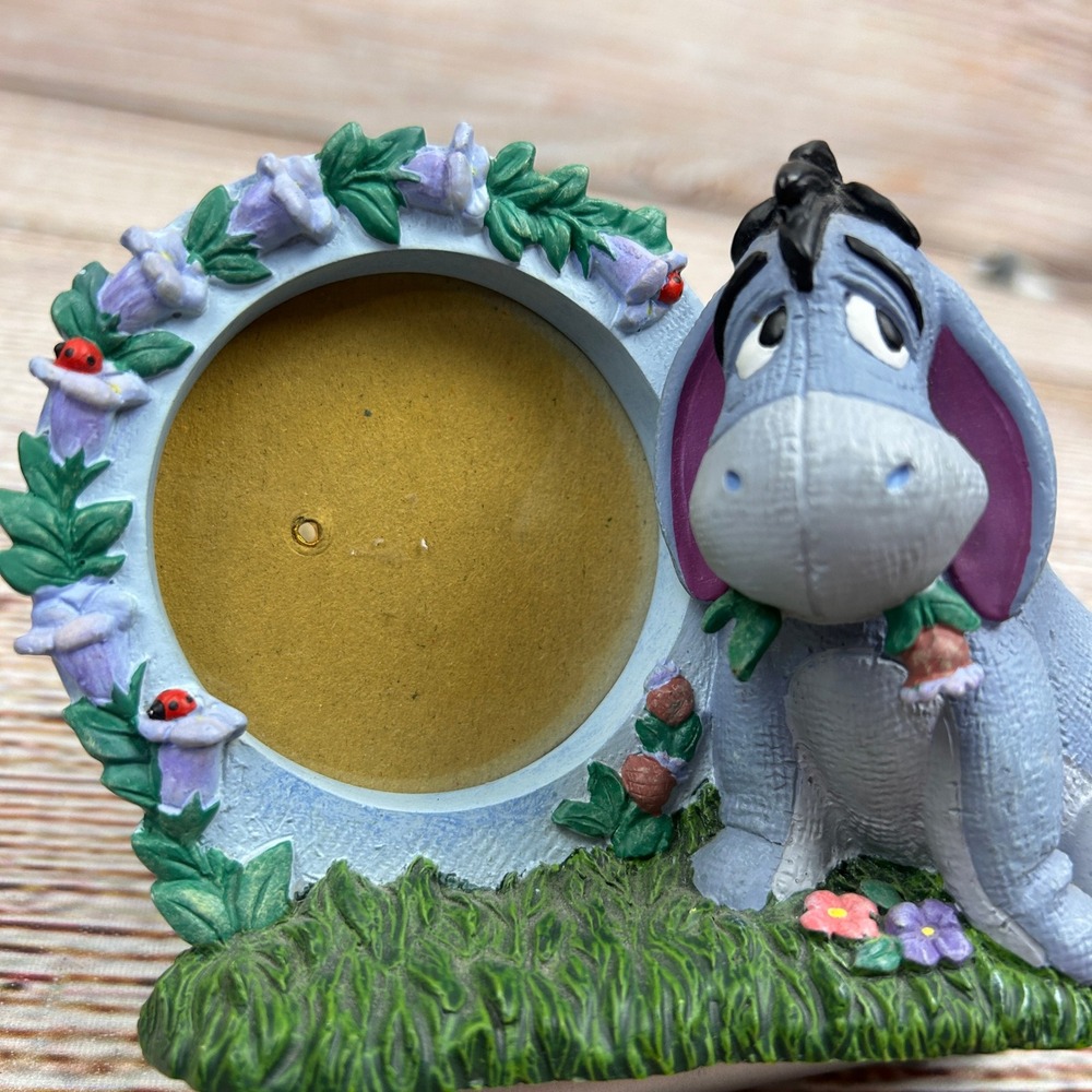 Disney Winnie the Pooh Eeyore Resin Picture Frame Floral Ladybug 4 Inch